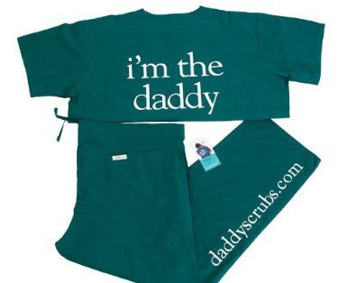 "I'm the Daddy" Scrubs (XXL, Hunter Green Simple Script)