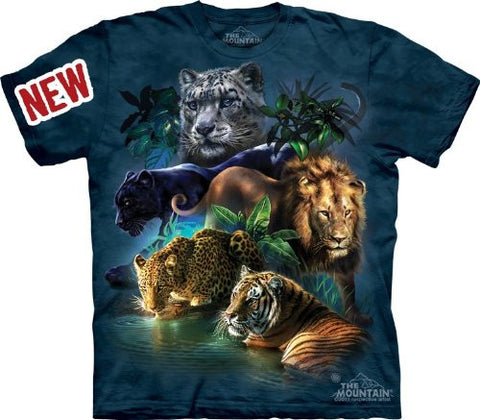 Big Jungle Cats, Loose Shirt - Dark Blue Adult Large