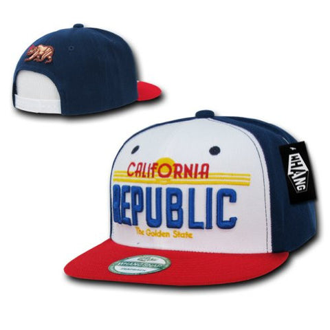 Cali Rep Plate Design Snapback, White/Red/Navy