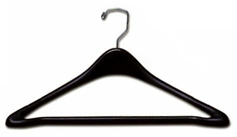 19" Plastic Concave Suit Hanger With Square Hook, Black (Pack of 25)