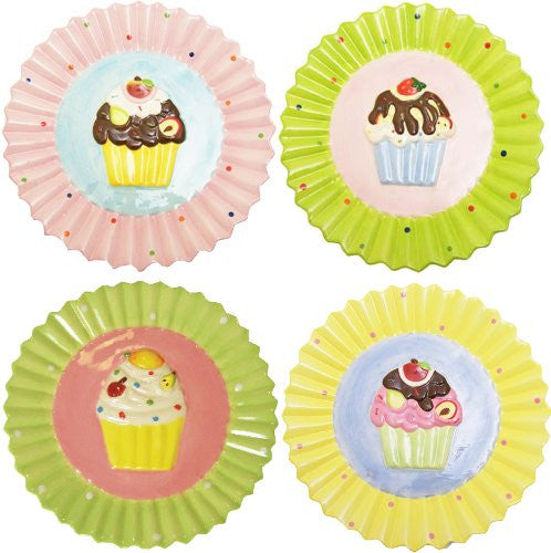 Set of 4 Cupcake Dessert Plates