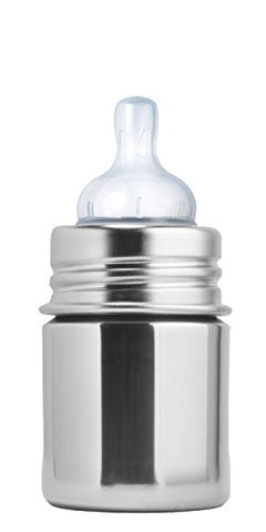 Pura 5 oz. Stainless Steel Baby Bottle, Slow Flow Nipple, Natural Mirror