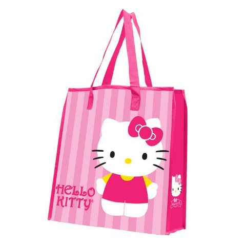 Hello Kitty Stripes Large Recycled Shopper Tote, 14" x 4" x 15"