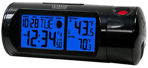 Projection Alarm Clock with Indoor/Outdoor Temperature, Black