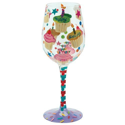 Lolita- Birthday Cupcakes Wine Glass, 15 oz