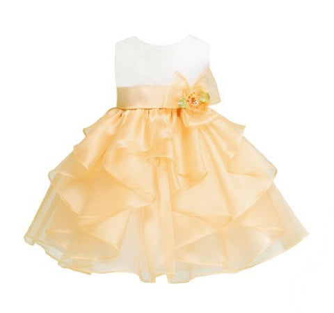 Baby-Girls Layered Ruffle Skirt Dress - White/Banana, Small