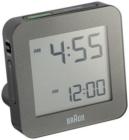 Bnc009 Digital Clock Lcd, Gray, 3" Square, Stands Upright At An Angle, 3" Sq. X 1.75" D