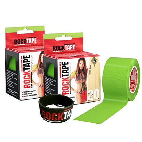 RockTape Kinesiology Tape, 2-Rolls Combo Pack (H2O Lime Green)