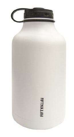 Double Wall Stainless Steel Water Bottle - 64 oz, Winter White Barrel Growler