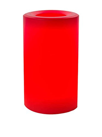 Outdoor Colored Candles w/ White LED Lights, 3"x5" Round Pillar, Red