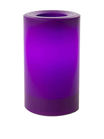 Outdoor Colored Candles w/ White LED Lights, 3"x5" Round Pillar, Purple