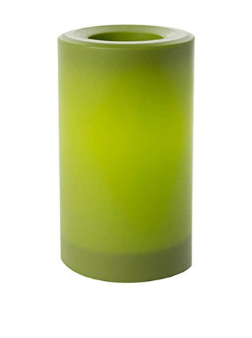 Outdoor Colored Candles w/ White LED Lights, 3"x5" Round Pillar,Green