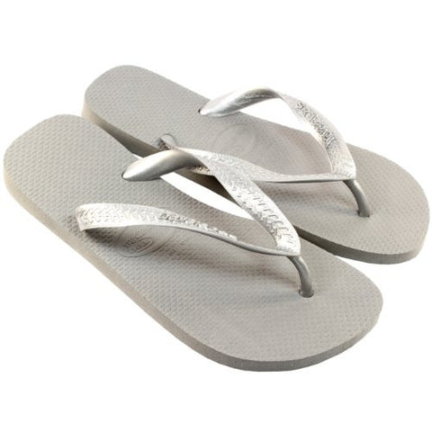 Womens Havaianas Top Metallic Flip Flop Sandals - Grey/Silver - 9