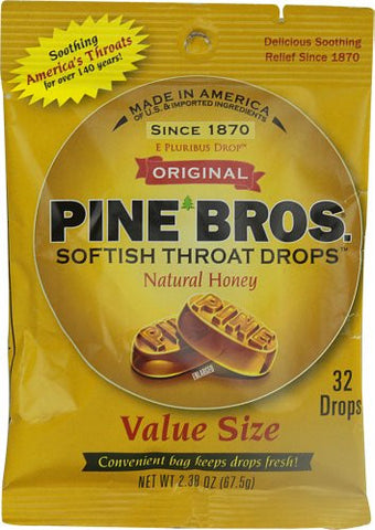 Natural Honey Throat Drops 32-count Bag (Pack of 6)