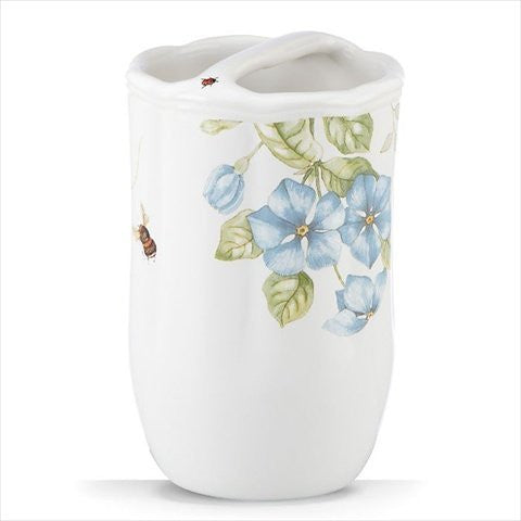BLUE FLORAL GARDEN TOOTHBRUSH HOLDER