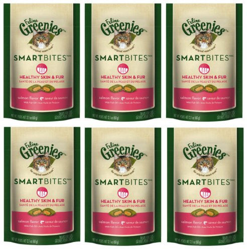 Greenies Feline Smart Bite Skin & Fur Treats - Salmon