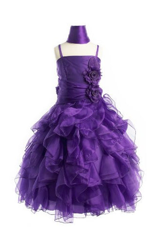 Organza Multi Layer Ruffles Long Dress - Purple, 16