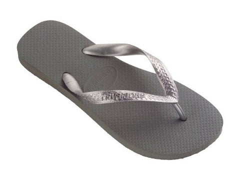 Women's Top Metallic Flip Flop, Silver/Grey Size 39-40