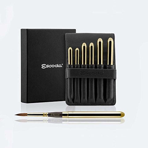 Escoda 1214 Reserva Tajmyr Pocket Brush 6-Pc Set in Black Leather Wallet (#2, #4, #6, #8, #10, #12)