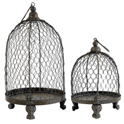 Bird Cage Style Metal Candle Holders, Set of 2