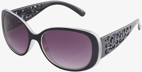 "Etched Hibiscus Temples" Women's Sunglasses (Grey)