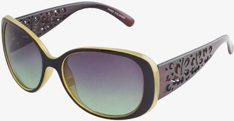 "Etched Hibiscus Temples" Women's Sunglasses (Olive)