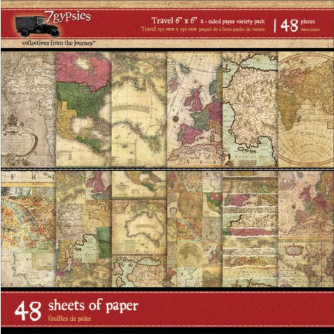2 Sided Paper Pad: Gypsy Travels (48 Sheets), 6x6