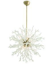 Diallo Large Chandelier, 8 Light/White Lacquered Resin/Antique Brass