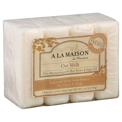 A La Maison French Solid Bar Soap Oat Milk, 4 Pk, 1/4/3.5 OZ