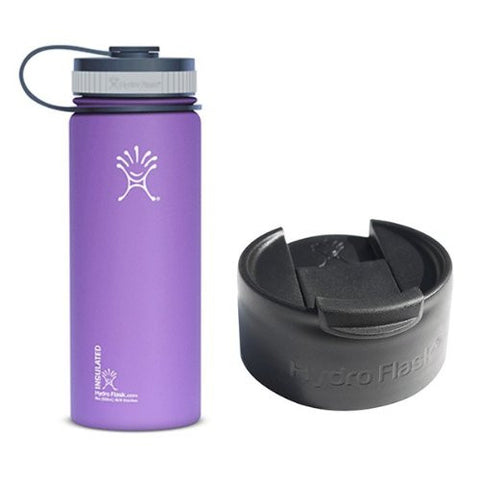 Hydro Flask 18oz Wide Mouth Water Bottle with 2 Caps (Wide Mouth Cap and Flip Lid),Acai Purple