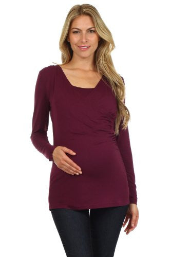 Juliet Shirred Nursing Top, Burgundy Medium