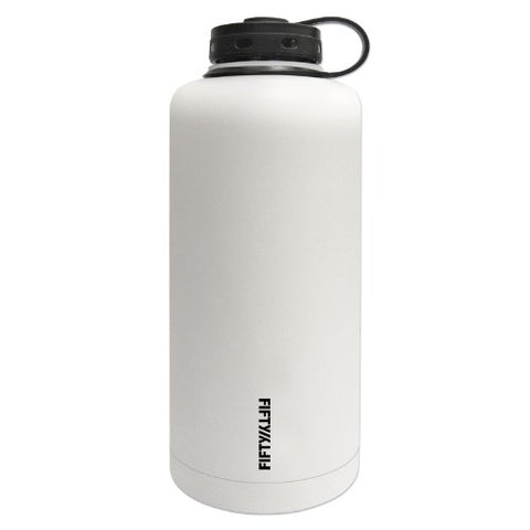 Double Wall Stainless Steel Water Bottle - 64 oz, Winter White Barrel Growler