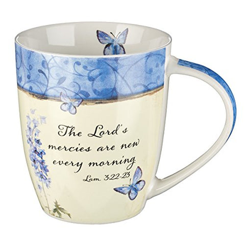 Butterfly/Lam. 3:22-23 (Blue) Ceramic Mug