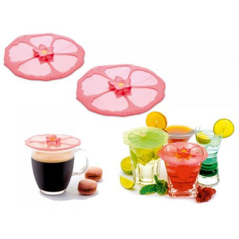 Charles Viancin Drink Covers or X-Small Lids - Set of 6 Hibiscus, Sunflower and Lily Pad