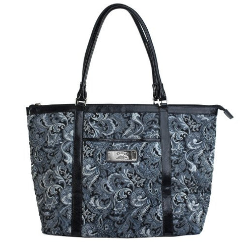 Gray Quilted Paisley Tote Bag w/"Trust" Badge