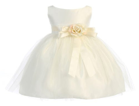 Sweet Kids Baby Girls' Vintage Satin & Tulle Dress 12M Med Ivory (Sk B402)