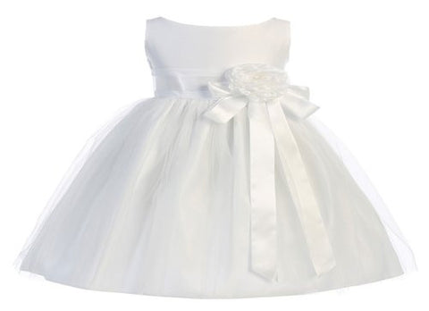 Sweet Kids Baby Girls' Vintage Satin & Tulle Dress 12M Med White (Sk B402)