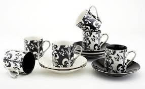 Nouveau Chic  Collection  Cup & Saucer 2.5oz (Set Of 6) - White/Black