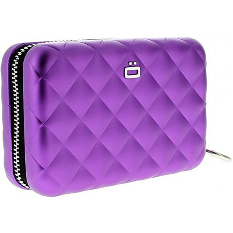 Quilted Zipper Card Case - Purple