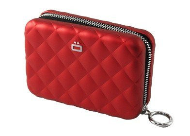 Quilted Zipper Card Case - Red