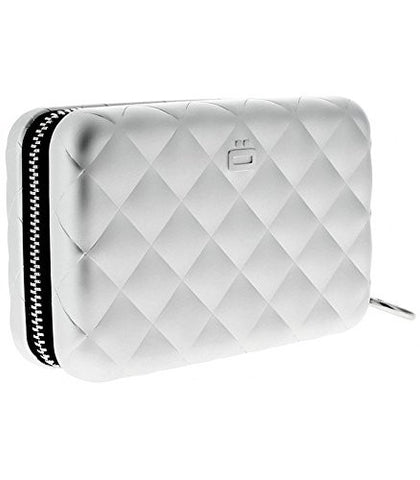 Quilted Zipper Card Case - Silver