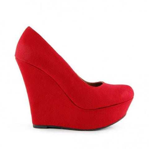 Meroz Women Professional Dress Pump Platform Wedge by Delicious Shoe (9 M US, Red)