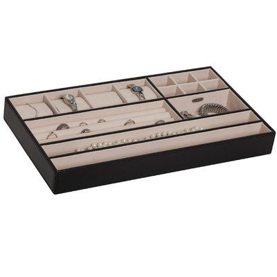 Blake In-Drawer Jewelry Organizer in Black Faux Leather