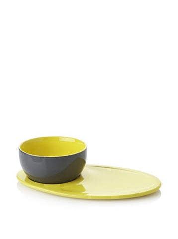 Botero Soup Bowl & Sandwhich Tray Dark Grey/Yellow