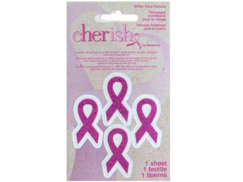 Cherish 1 Sheet/4pc Hot Pink Glitter Tattoos