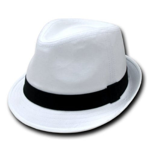 DECKY Basic Poly Woven Fedora Hats (White / Black / Large/X-Large)