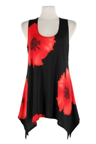 HIT Side Drop Tunic Sleeveless/Print - Red, Small