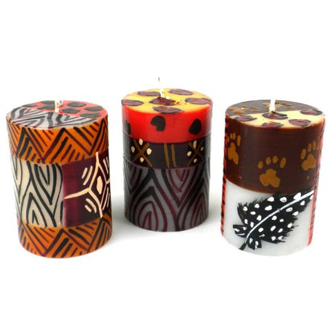 Hand Painted Candles - Three in Box -Uzima Design