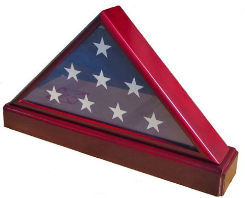 Funeral/Burial Flag Display Case with Pedestal for 5'X9.5' Flag
- Finish : Cherry