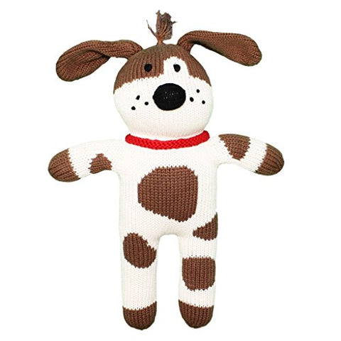 Zubels 100% Hand-Knit Mr. Woofers the Spotted Dog Plush Doll Toy, 12-Inch, All-Natural Fibers, Eco-Friendly